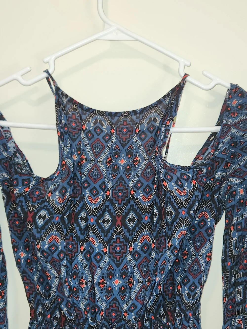 Abercrombie Cold Shoulder Paisley Boho Bell Sleeve Dress M